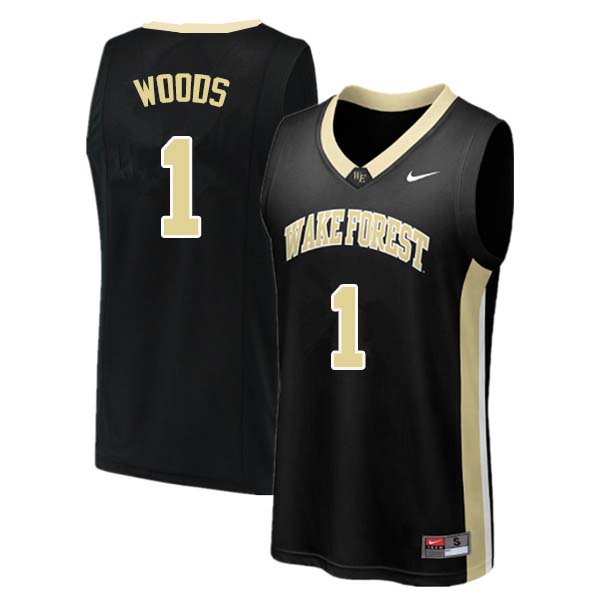 Men #1 Keyshawn Woods Wake Forest Demon Deacons College Basketball Jerseys Sale-Black